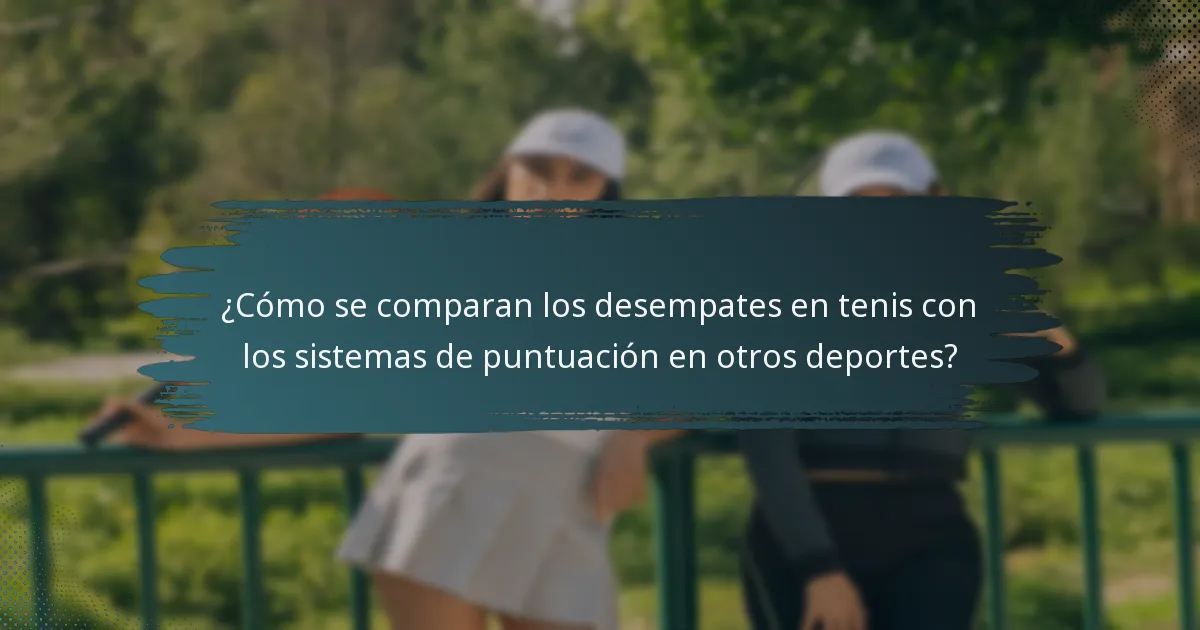 ¿Cómo se comparan los desempates en tenis con los sistemas de puntuación en otros deportes?
