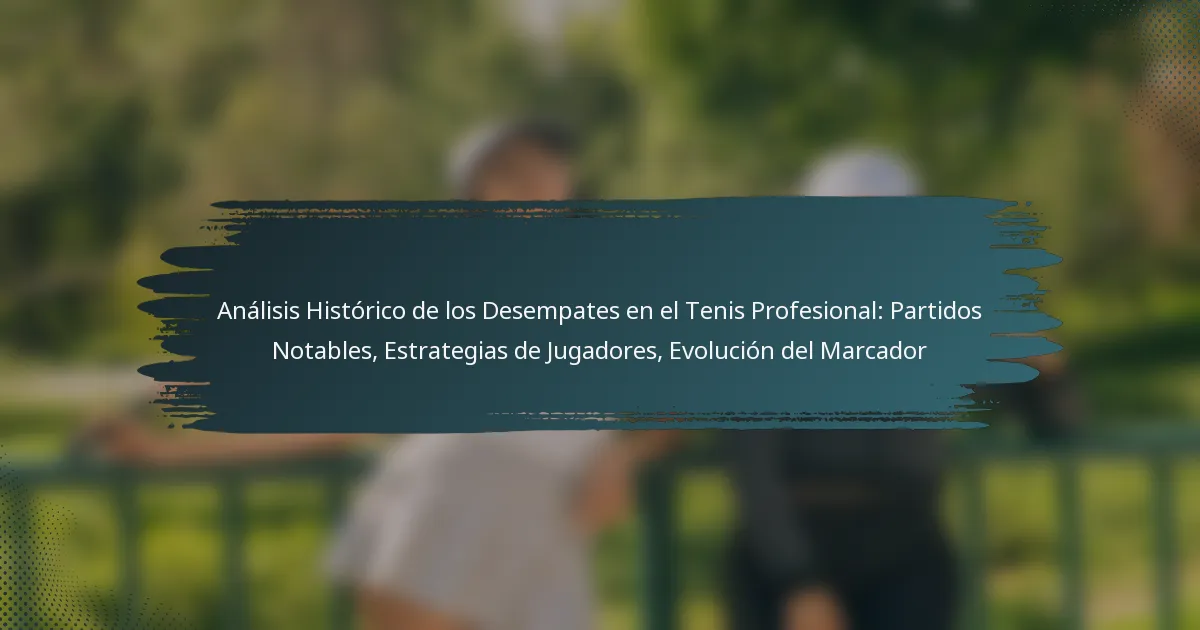 Análisis Histórico de los Desempates en el Tenis Profesional: Partidos Notables, Estrategias de Jugadores, Evolución del Marcador