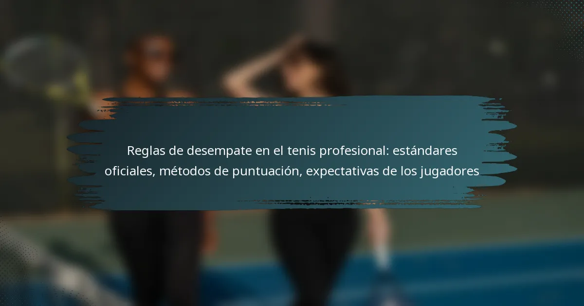 Reglas de desempate en el tenis profesional: estándares oficiales, métodos de puntuación, expectativas de los jugadores
